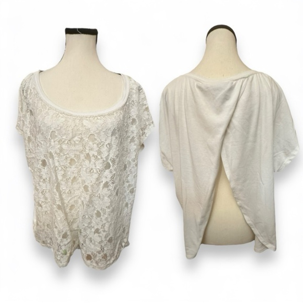 Women’s torrid 1 White Lace Front Open Wrap Back Top